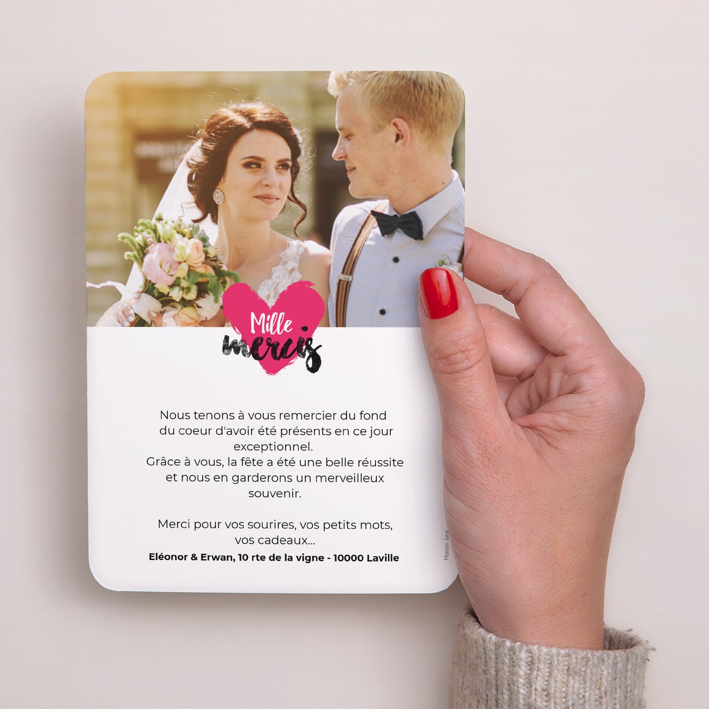 Remerciements Mariage Portrait, bords arrondis Love story photo N° 3