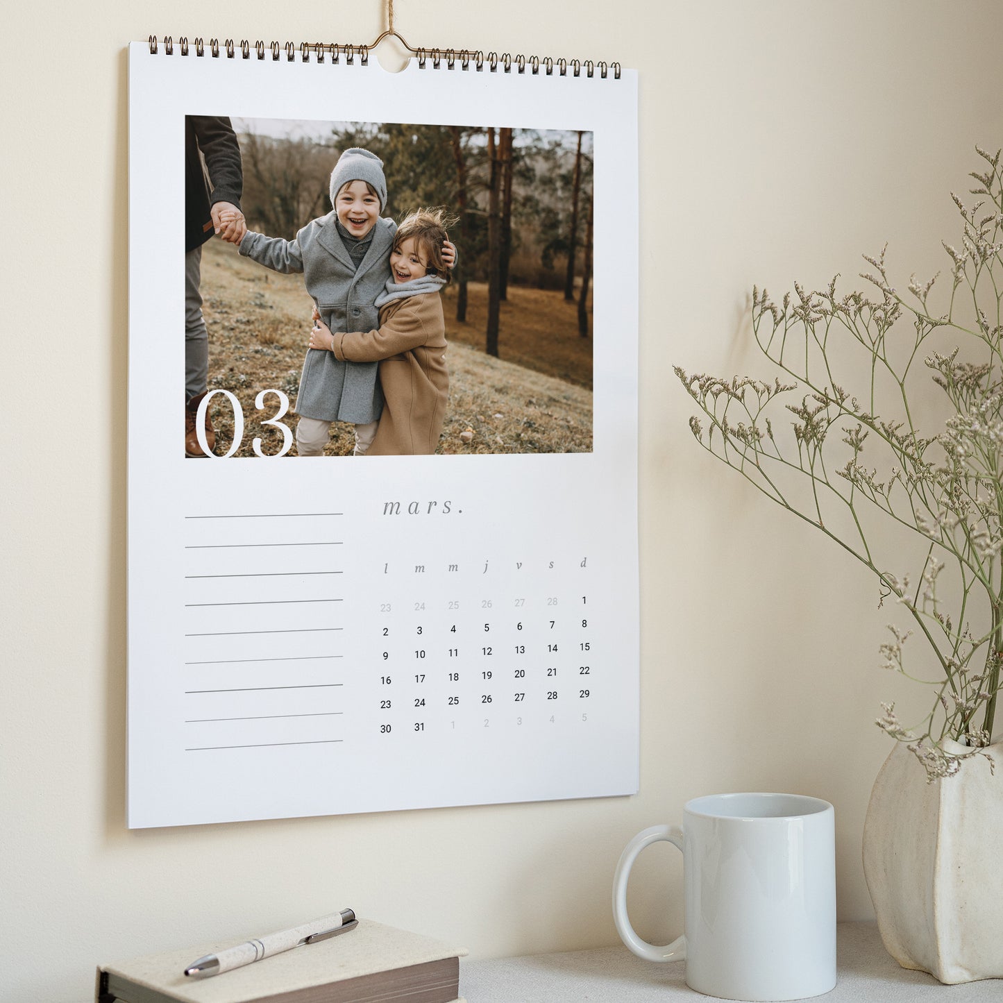 Calendrier Fin d'année Mural A3 Classique blanc photo N° 3