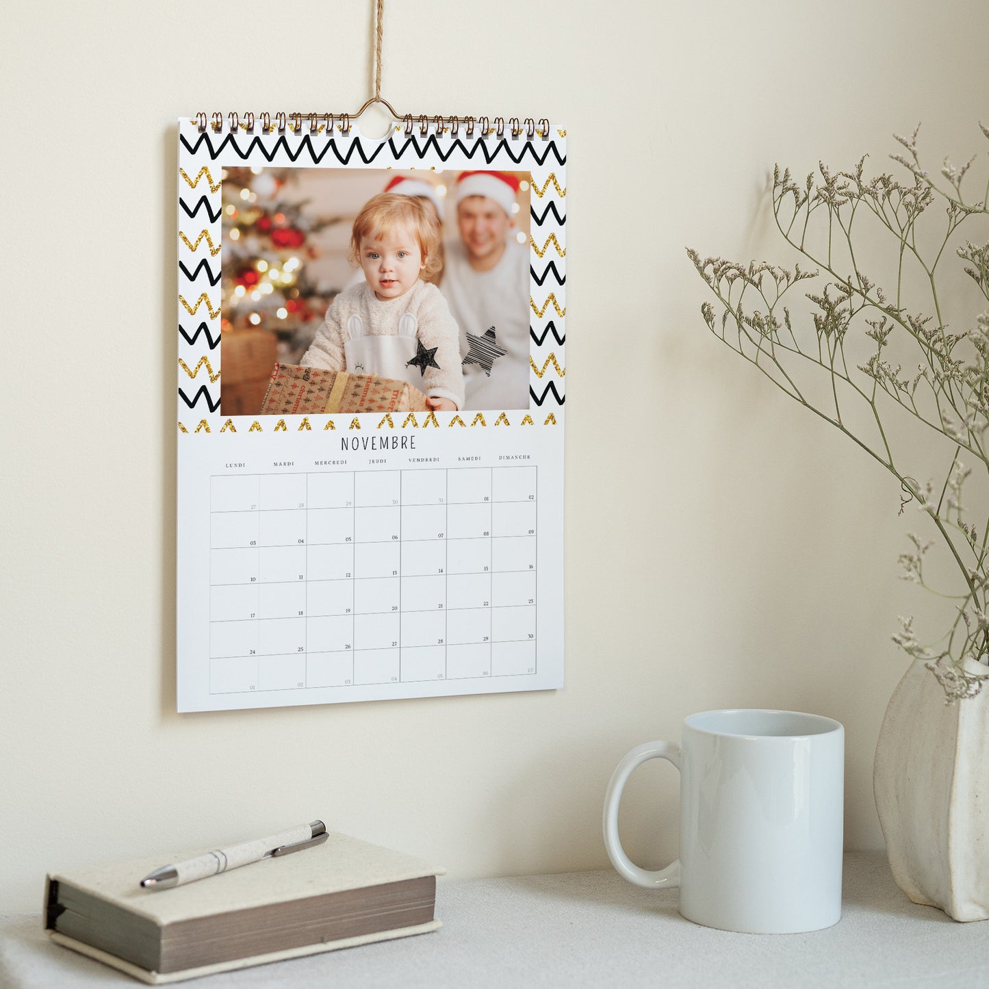 Calendrier Fin d'année Mural A4 Un Noël doré photo N° 3