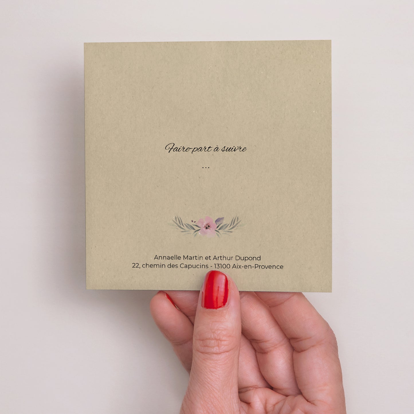 Save the date Mariage Carré Fleurs romantiques photo N° 3