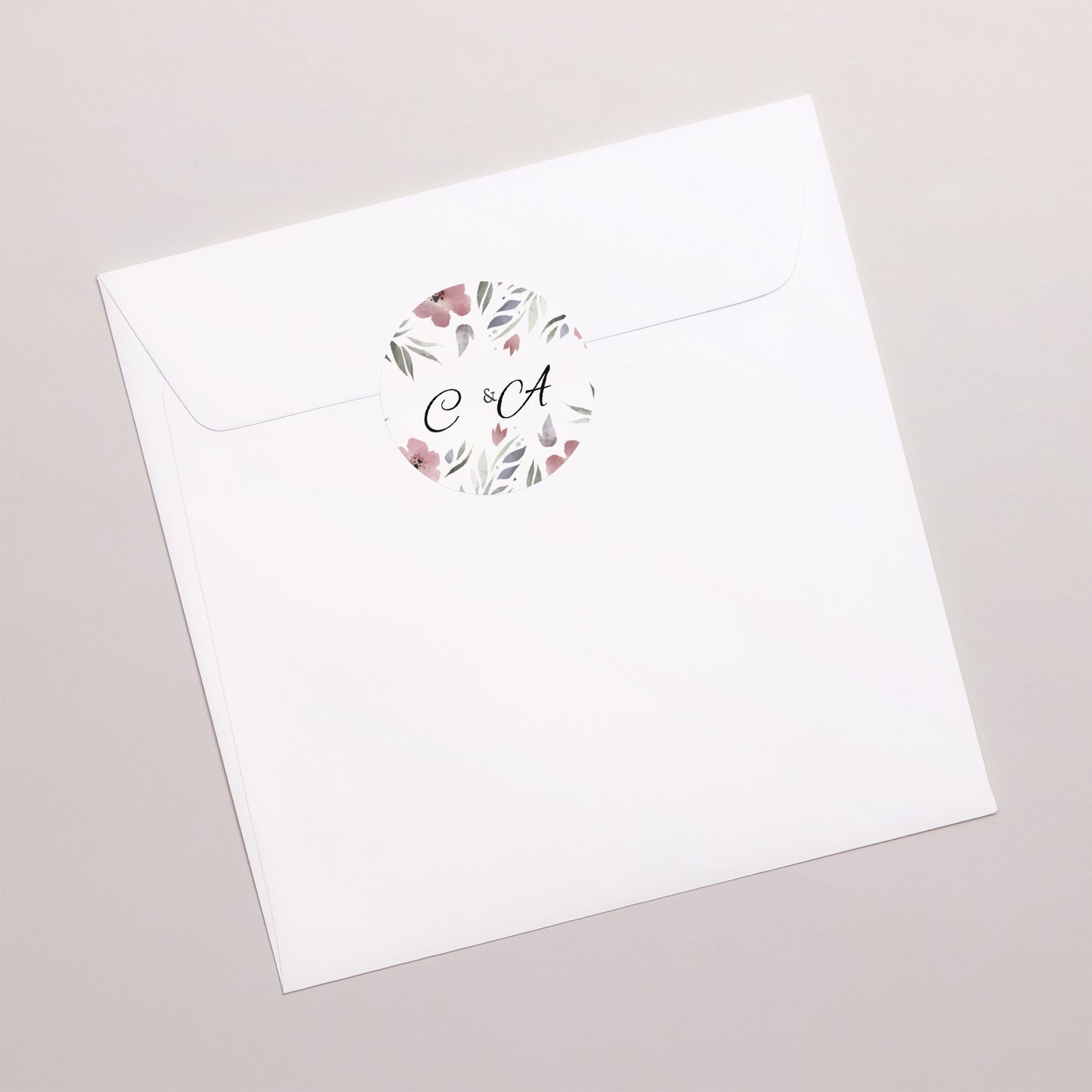 Sticker Mariage Rond Fleurs romantiques photo N° 3