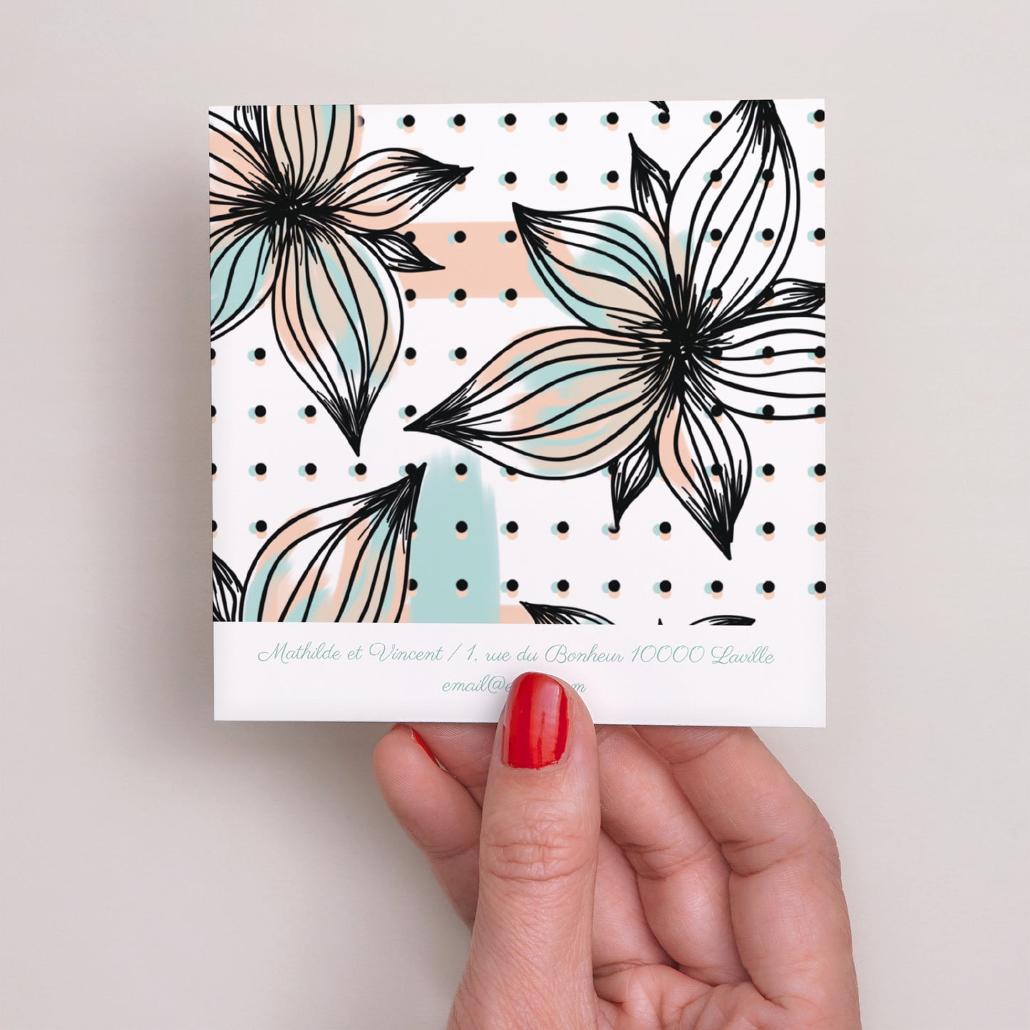 Save the date Mariage Carré Fleurs Motifs Fun photo N° 3