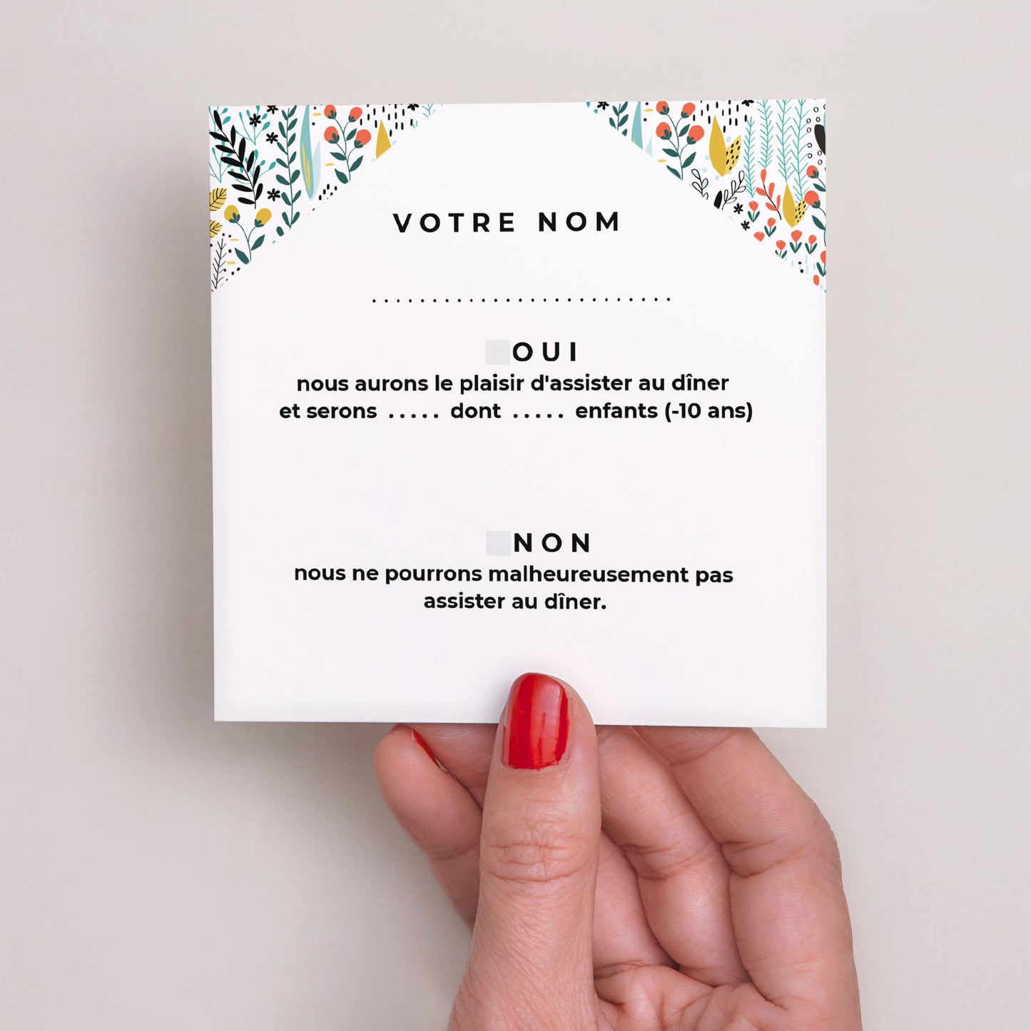 Carton réponse Mariage Carré Prairie sauvage photo N° 2