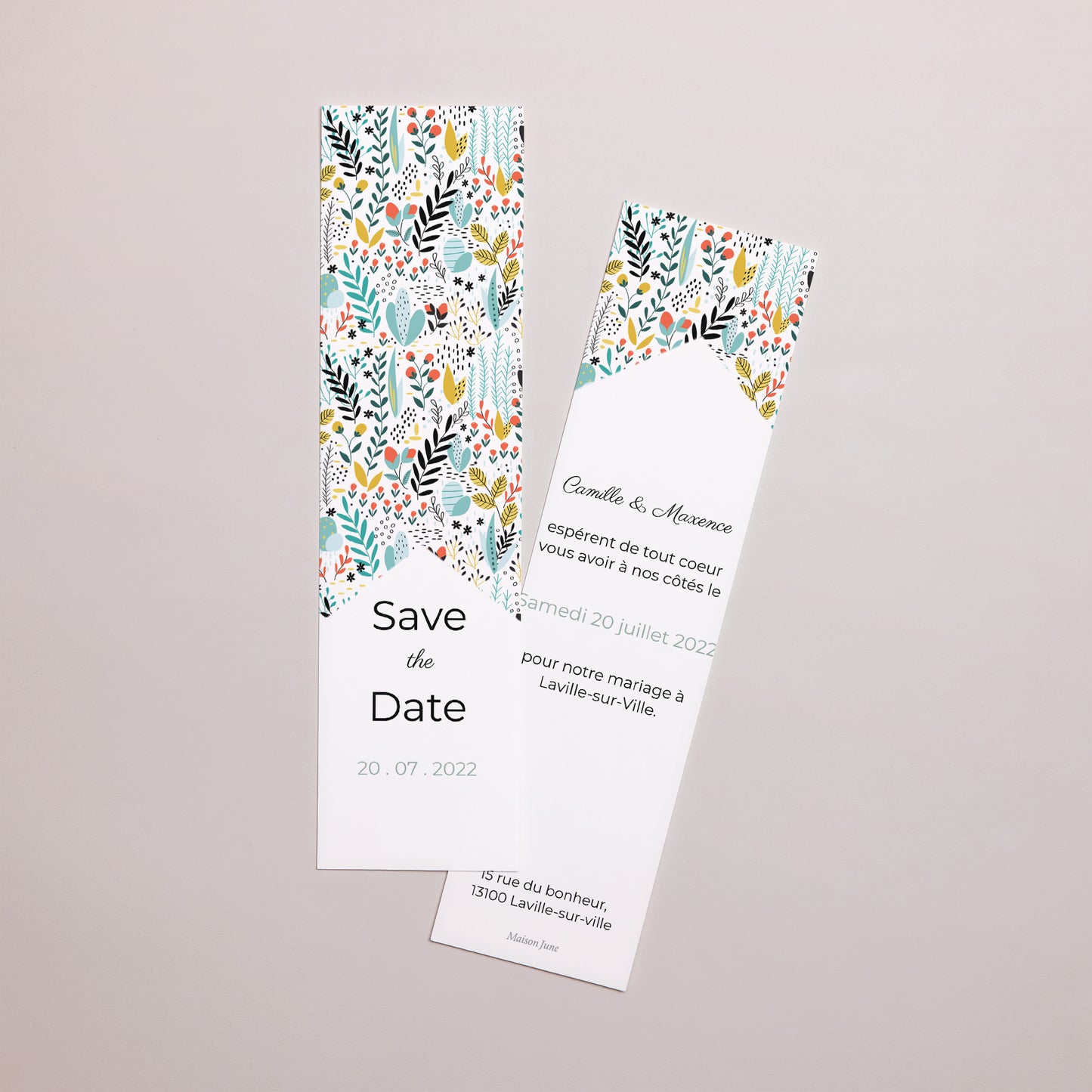 Save the date Mariage Marque-page Prairie sauvage photo N° 1