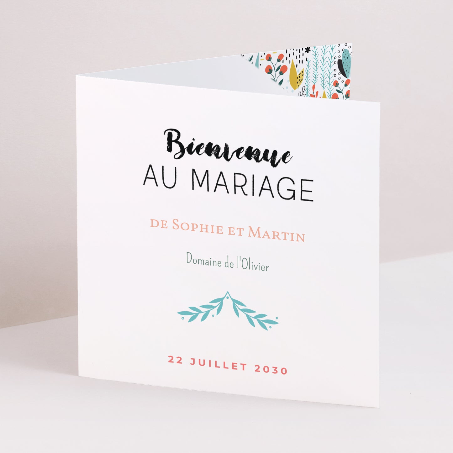 Faire-part Mariage Carré double volet Prairie sauvage photo N° 1