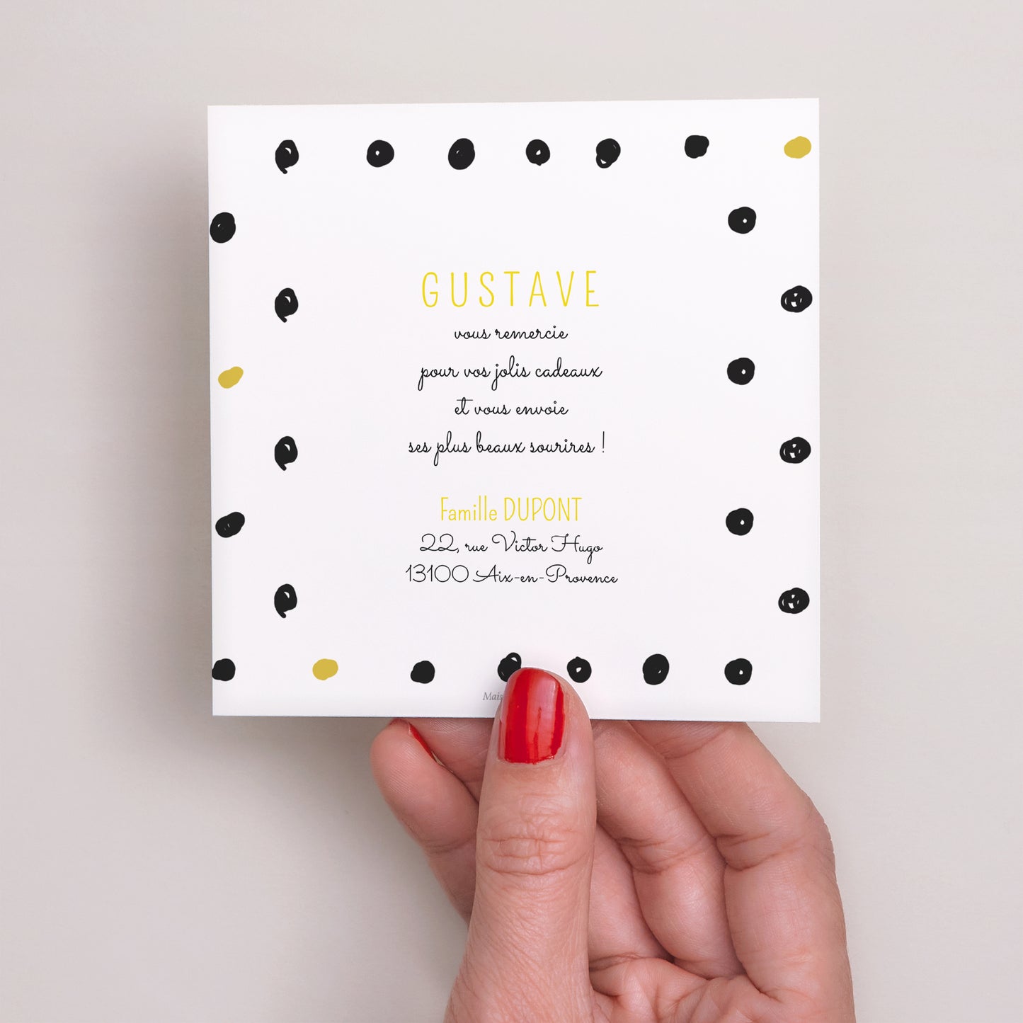 Remerciements Naissance Carré Moustache & petits pois photo N° 3