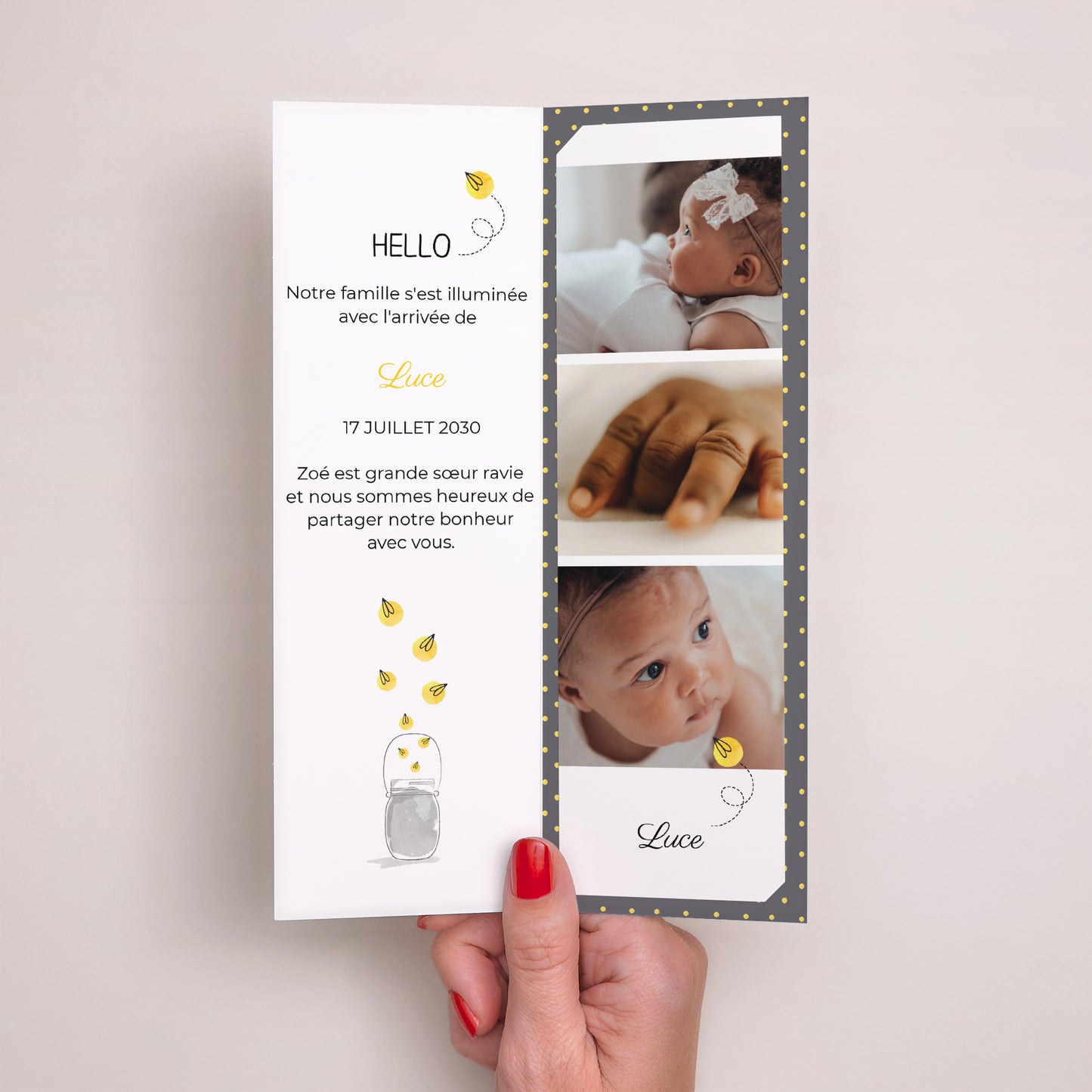 Faire-part Naissance Marque-page photo Luciole lucy photo N° 2