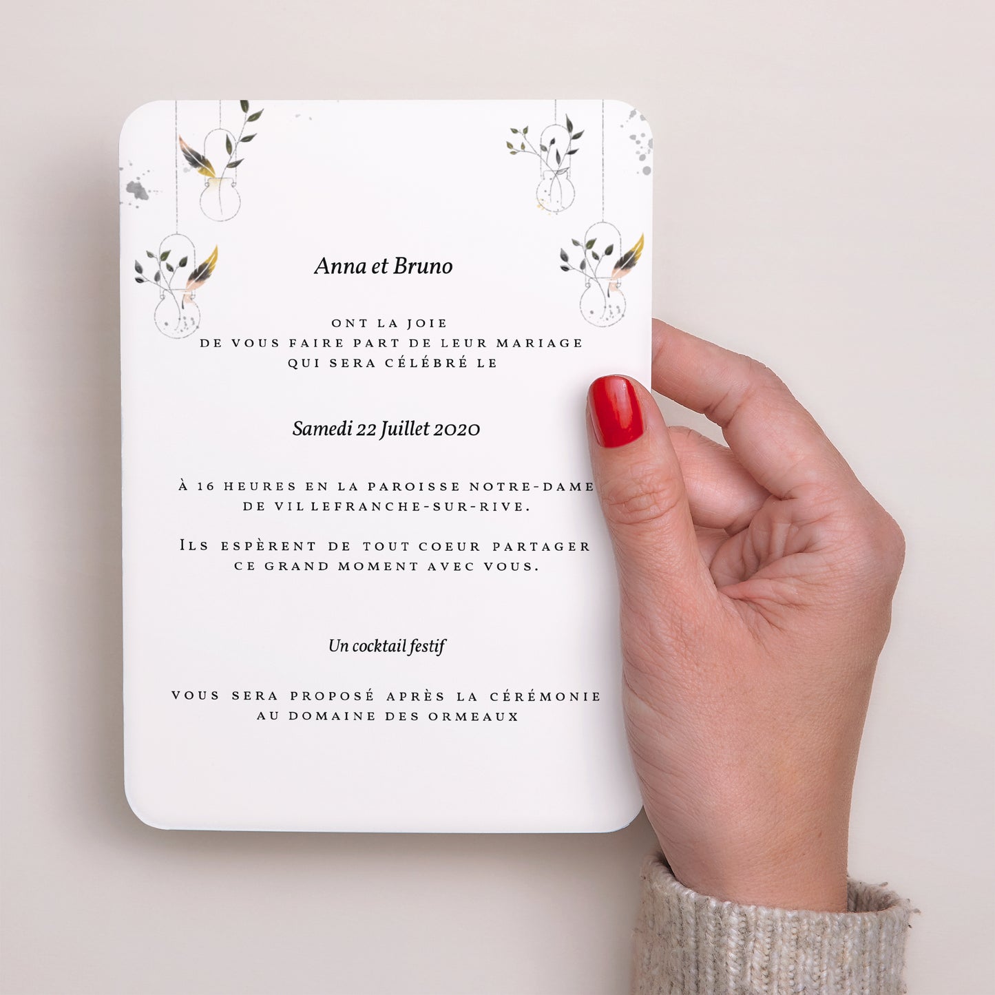 Faire-part Mariage Portrait, bords arrondis Attrape-Rêve photo N° 3