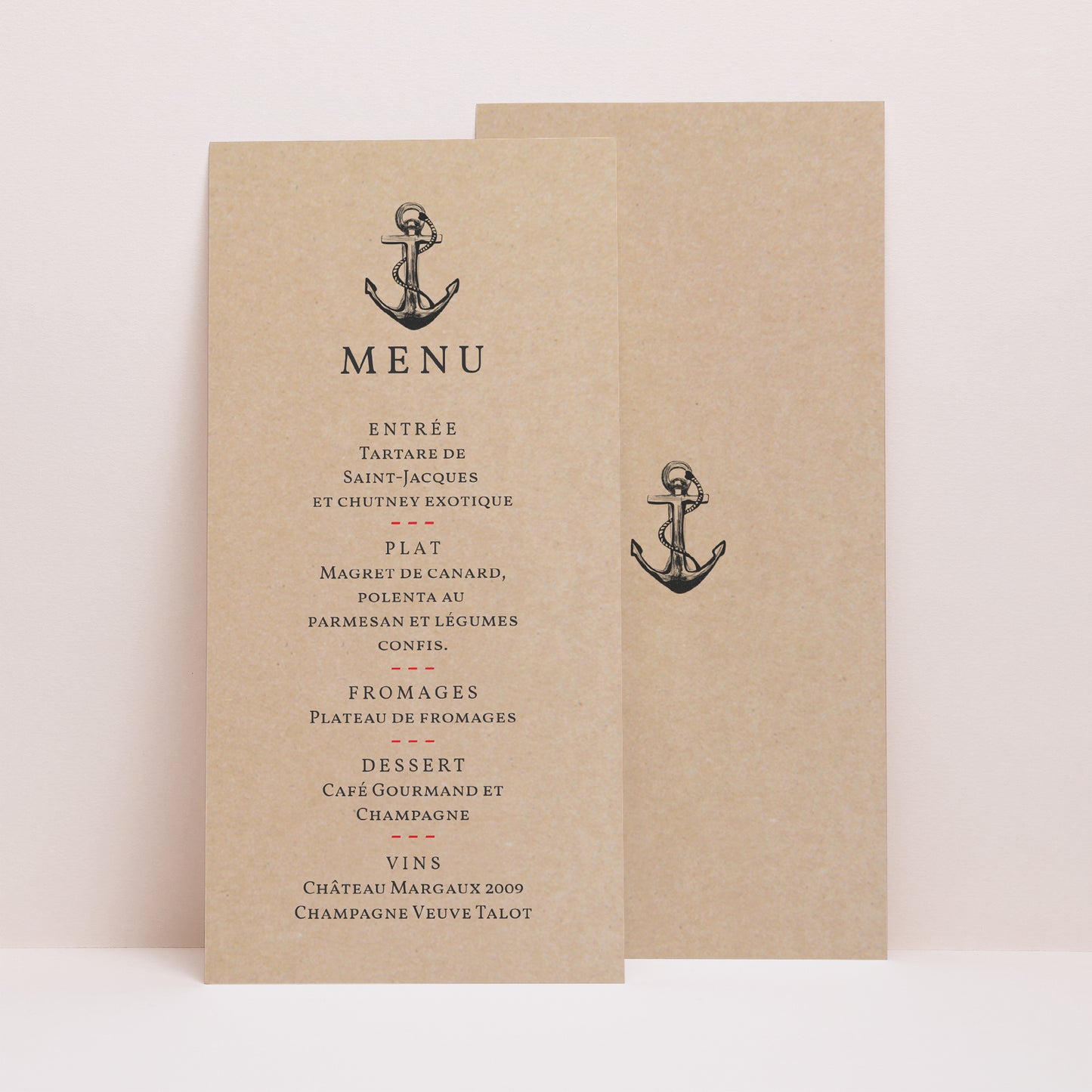 Menu Mariage Panoramique portrait Ancre Marine photo N° 1