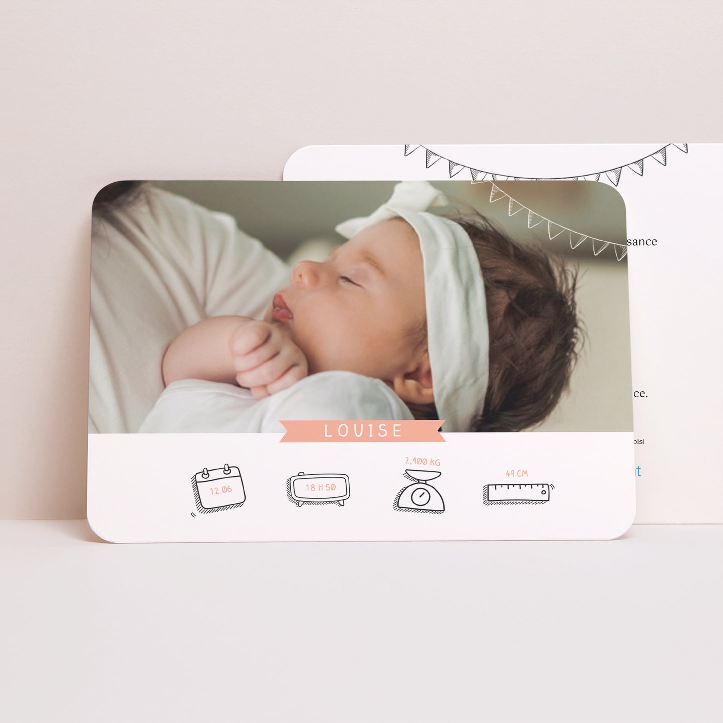 Faire-part Naissance Paysage, bords arrondis Bienvenue photo N° 1