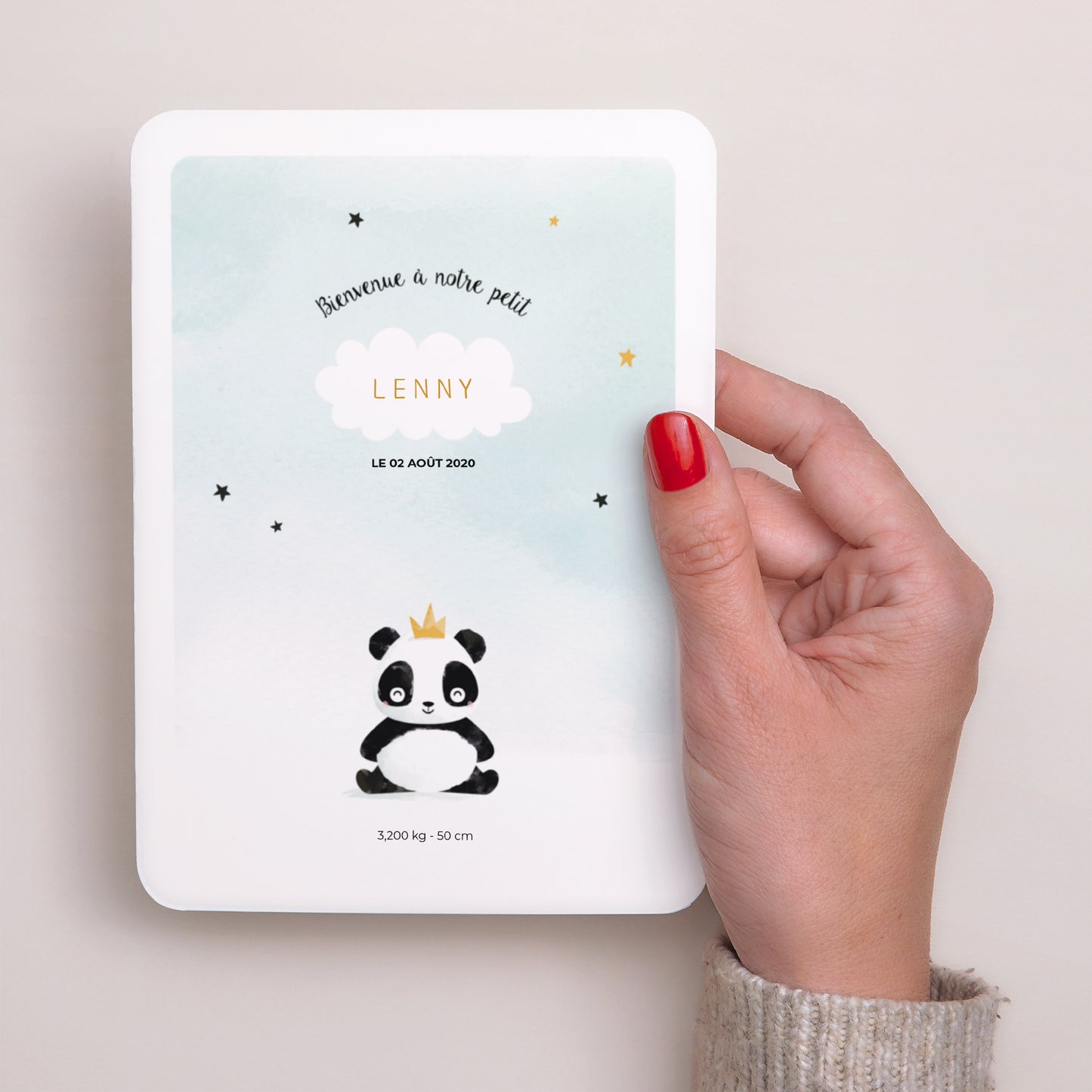 Faire-part Naissance Portrait, bords arrondis Petit Panda photo N° 2