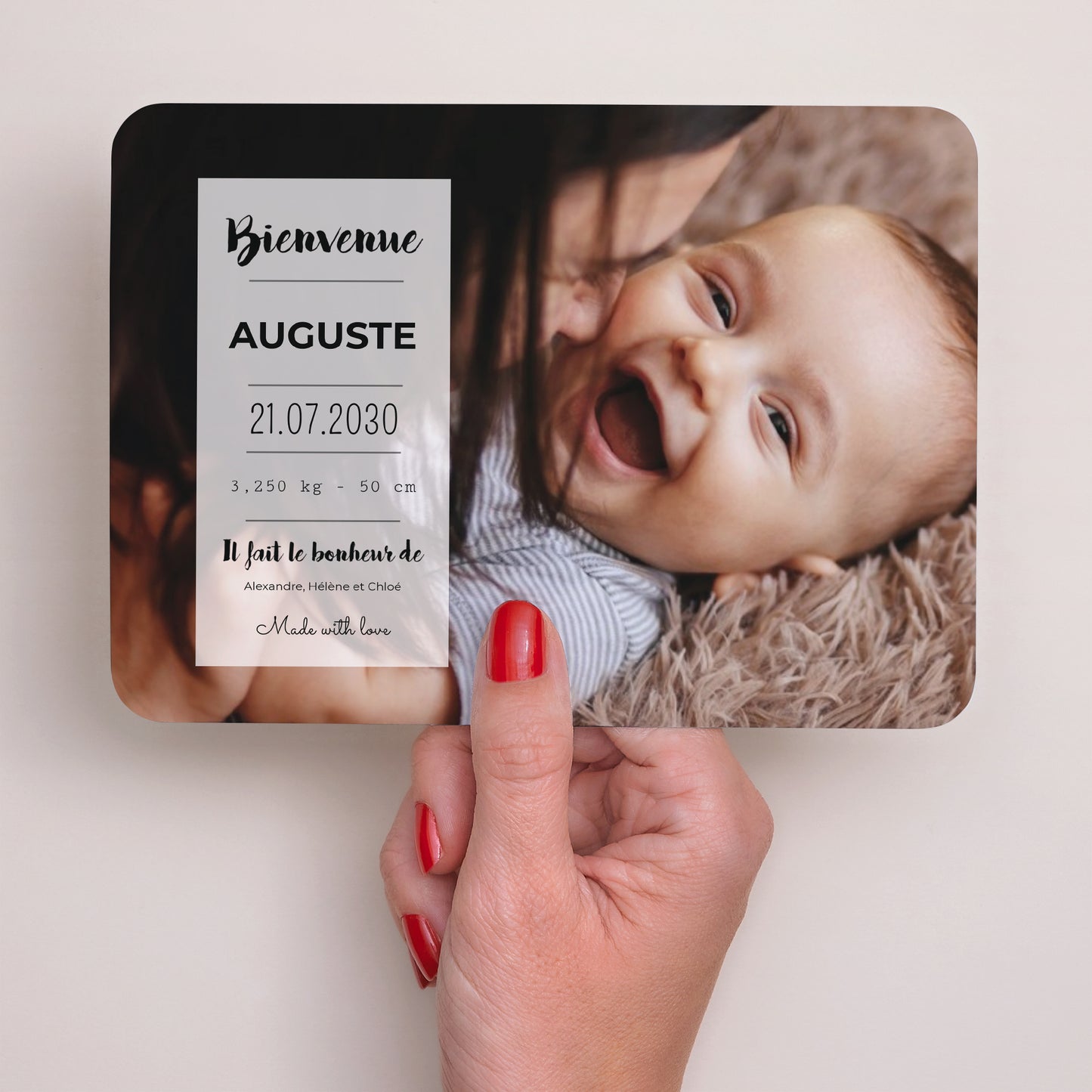 Faire-part Naissance Paysage, bords arrondis Fait avec amour photo N° 3