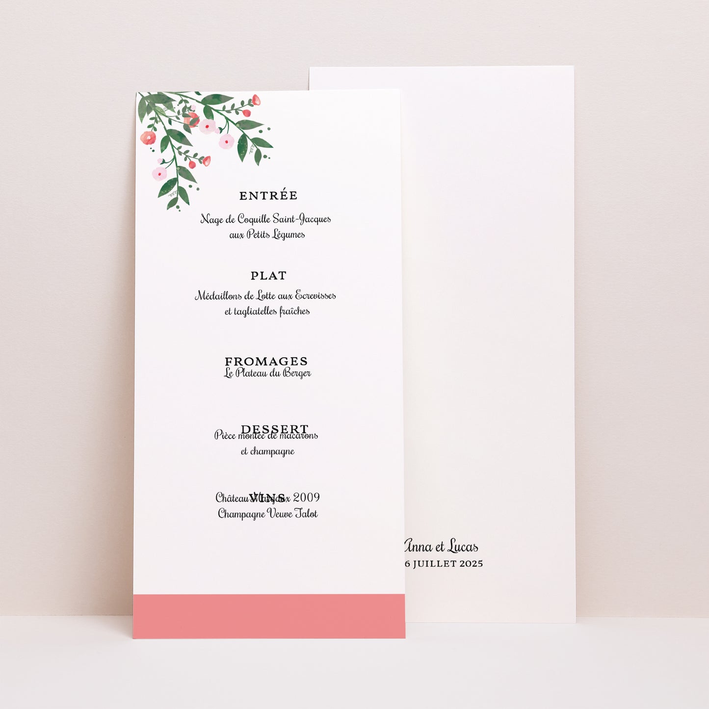 Menu Mariage Panoramique portrait Fleurs d'été II photo N° 1