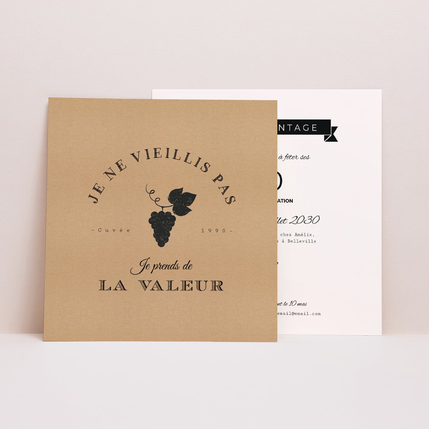 Invitations Anniversaire Adulte Carré Millésime photo N° 1