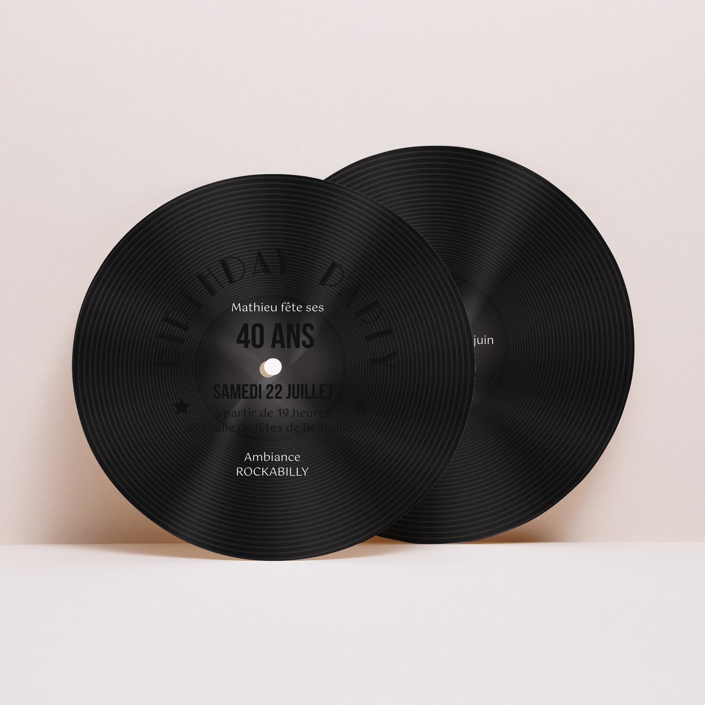 Invitations Anniversaire Adulte Rond 45T Vinyle photo N° 1