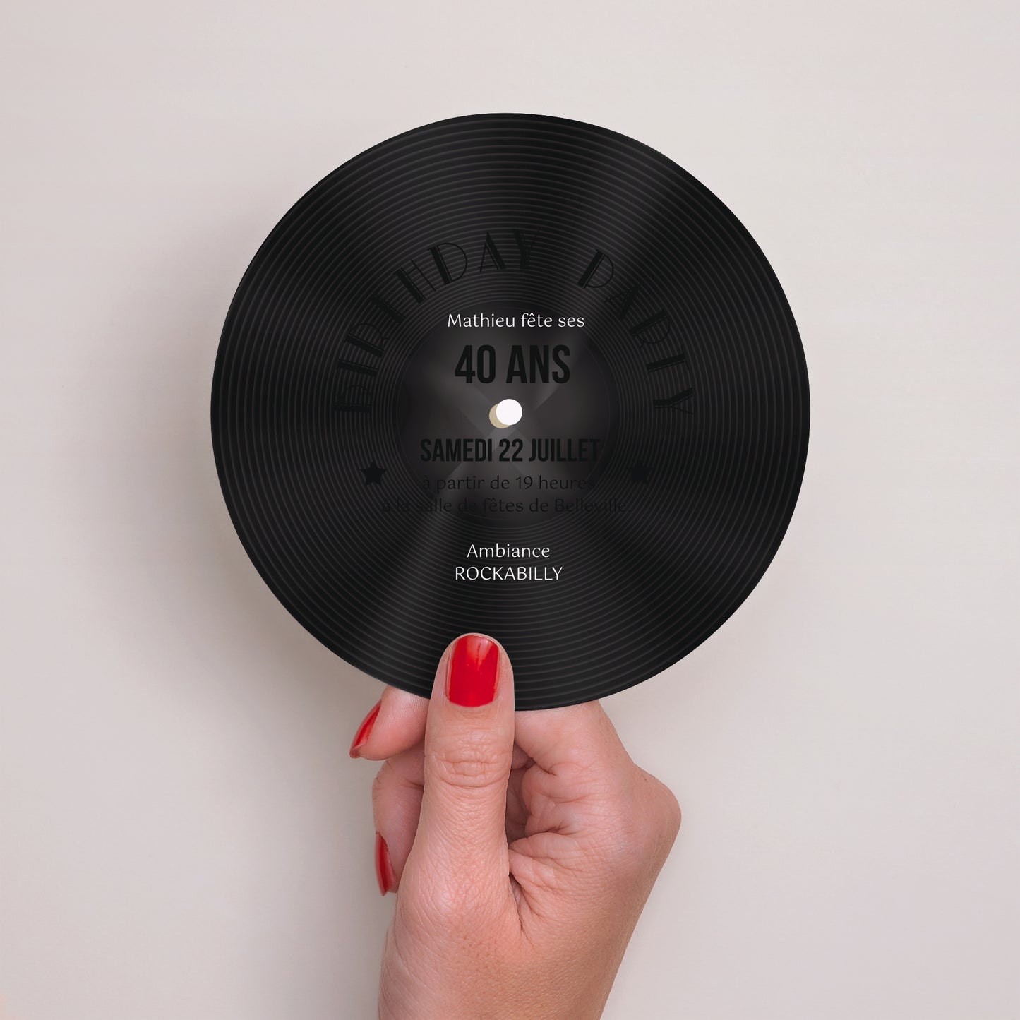 Invitations Anniversaire Adulte Rond 45T Vinyle photo N° 2