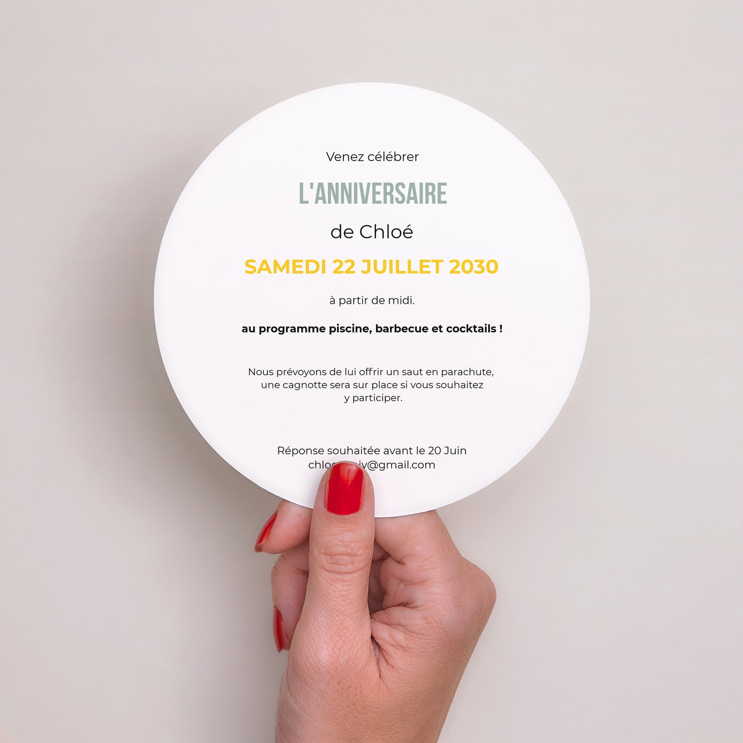 Invitations Anniversaire Adulte Rond Bar à limonade photo N° 3