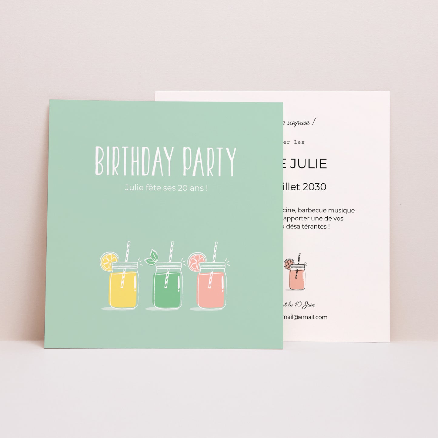 Invitations Anniversaire Adulte Carré Cocktails d'anniversaire photo N° 1
