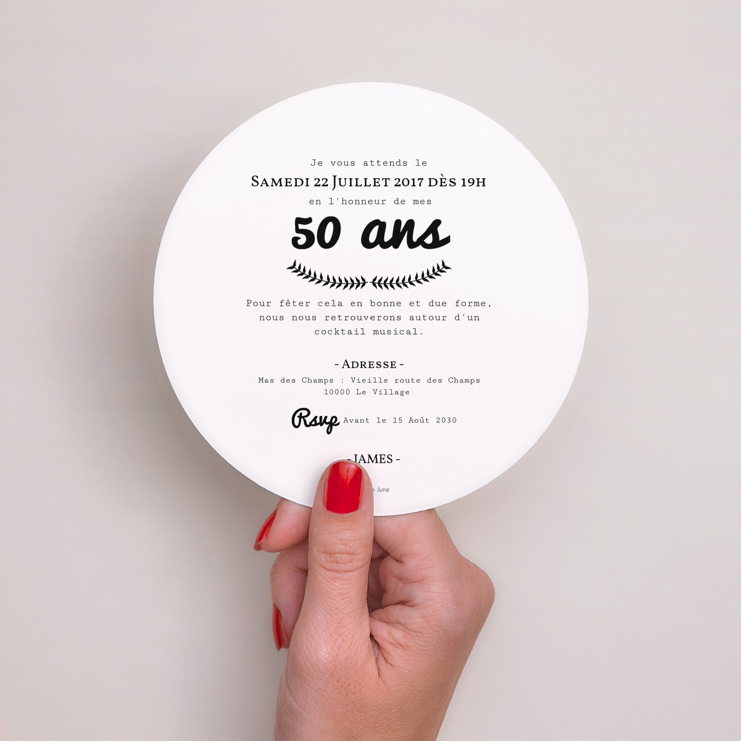 Invitations Anniversaire Adulte Rond Vintage photo N° 3