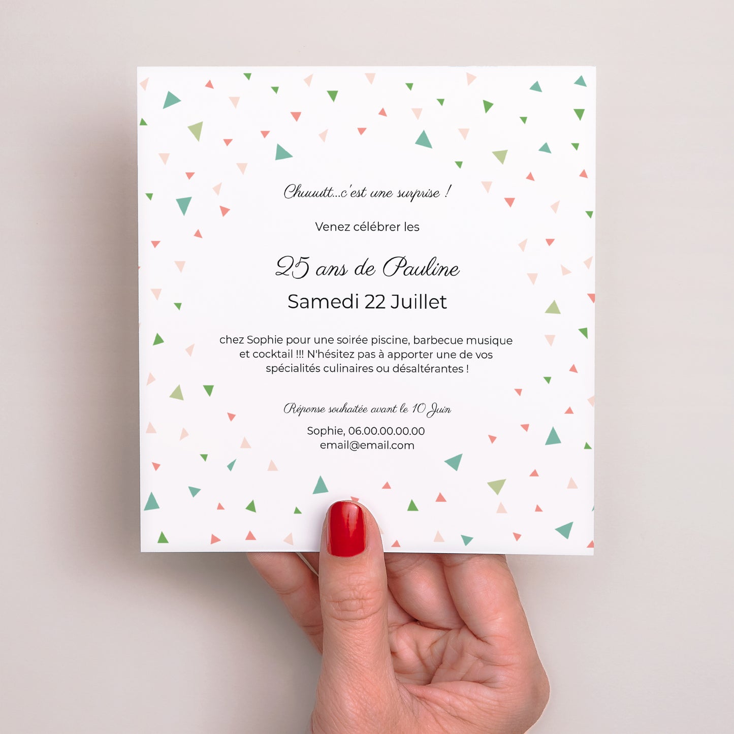 Invitations Anniversaire Adulte Carré 25 ans en fête photo N° 3