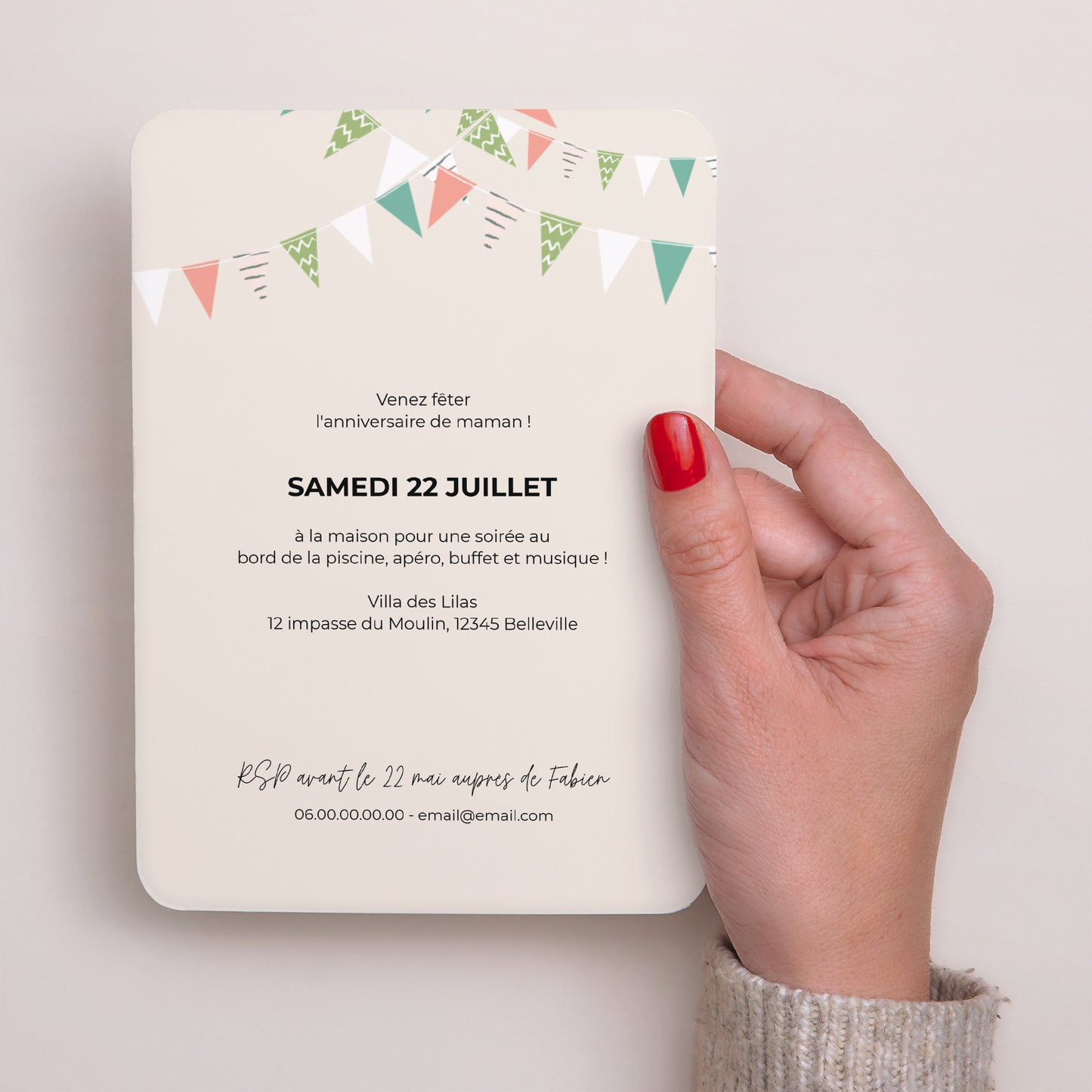 Invitations Anniversaire Adulte Portrait, bords arrondis Festive photo N° 3