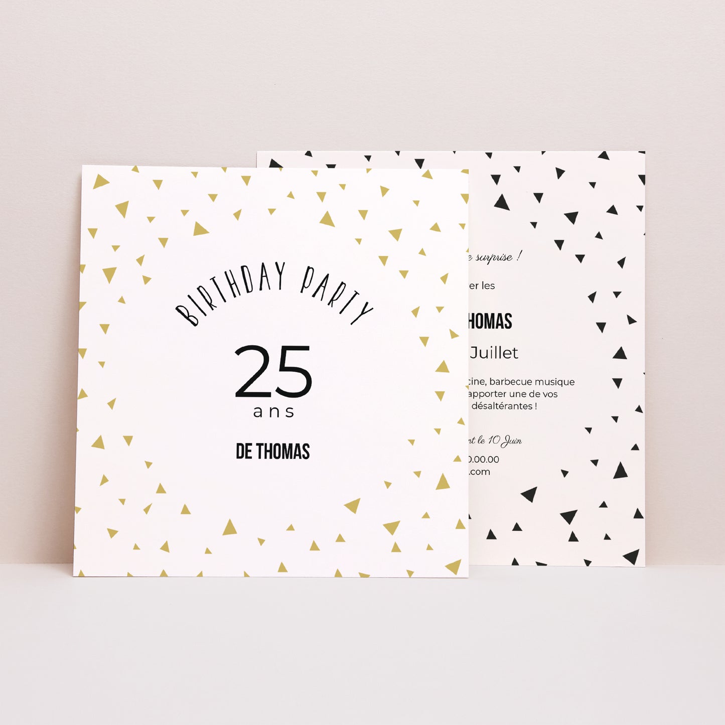Invitations Anniversaire Adulte Carré Triangles Chic photo N° 1