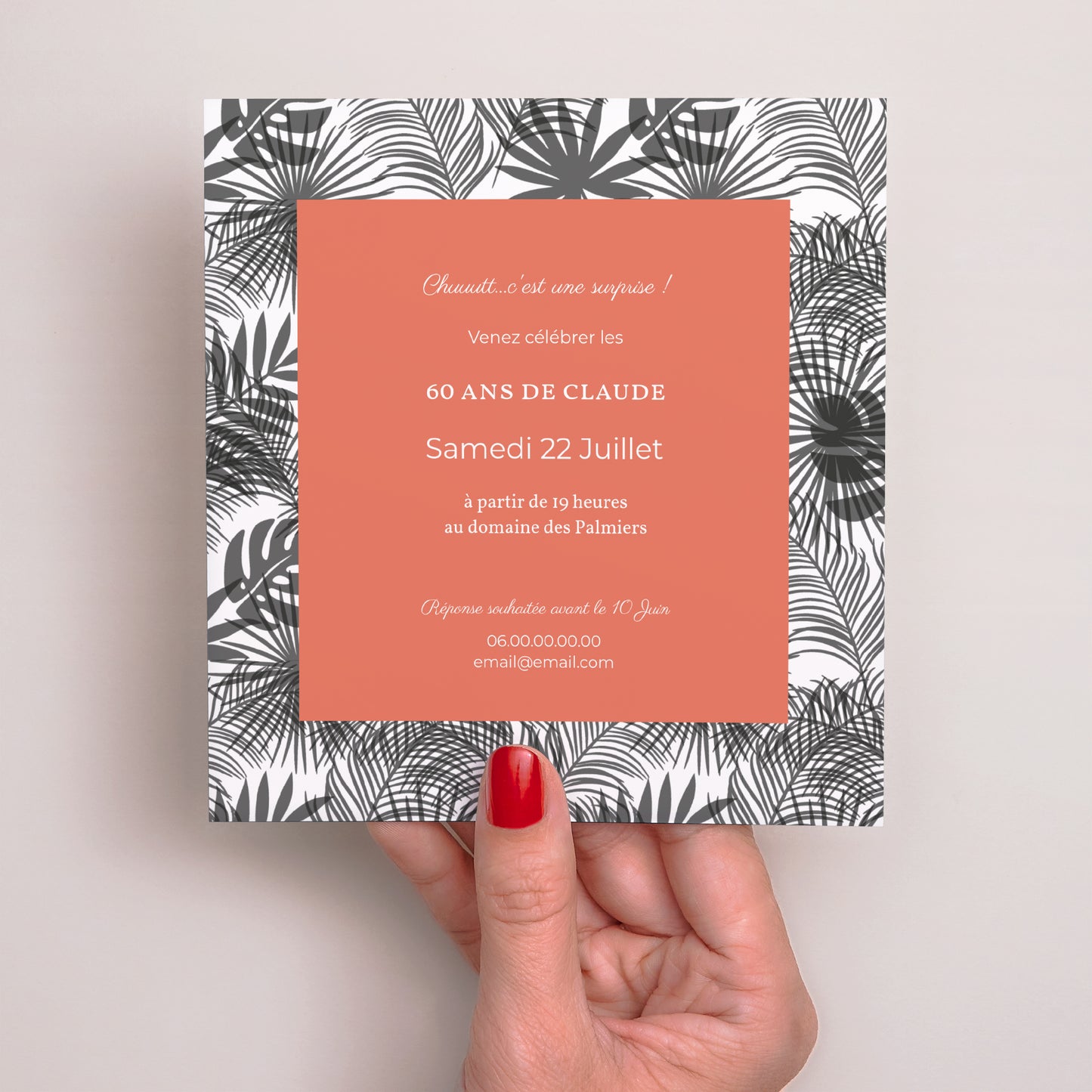 Invitations Anniversaire Adulte Carré Climat Tropical photo N° 3