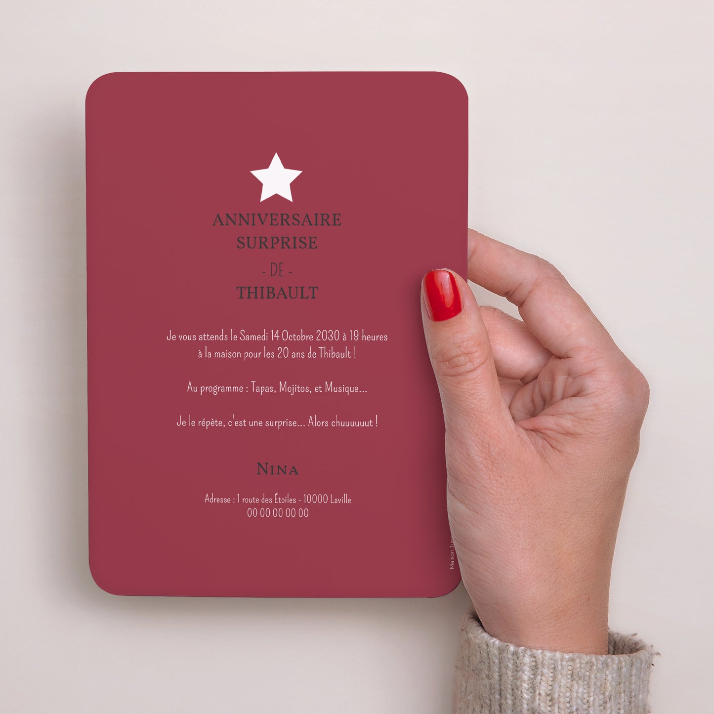 Invitations Anniversaire Adulte Portrait, bords arrondis Photo Vintage photo N° 3