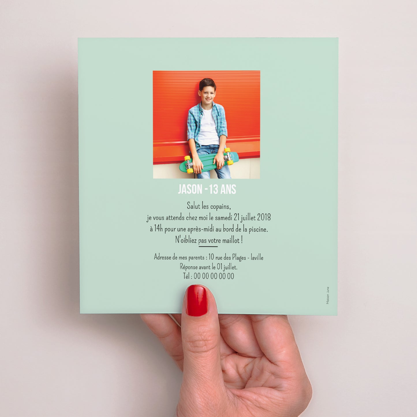 Invitations Anniversaire Enfant Carré Adolescent photo N° 3