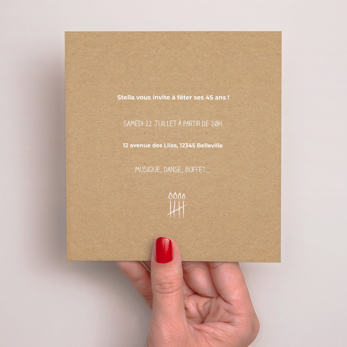 Invitations Anniversaire Adulte Carré Décompte à la craie photo N° 3