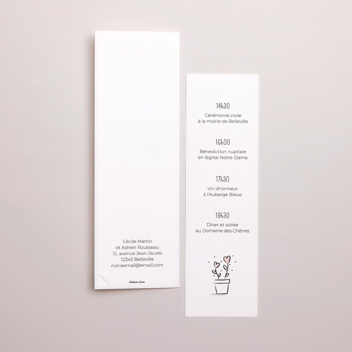 Faire-part Mariage Marque-page photo 2 coeurs photo N° 3