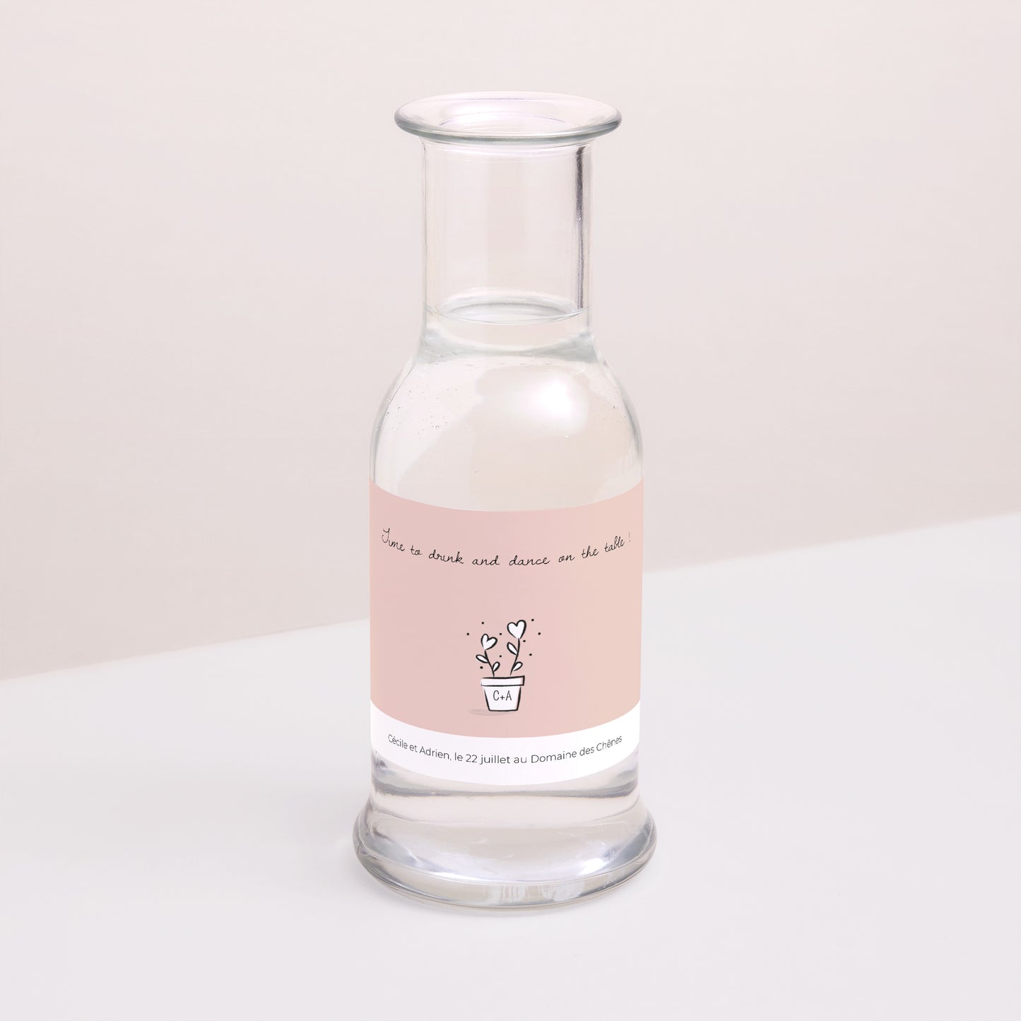 Etiquette bouteille Mariage Paysage 2 coeurs photo N° 2