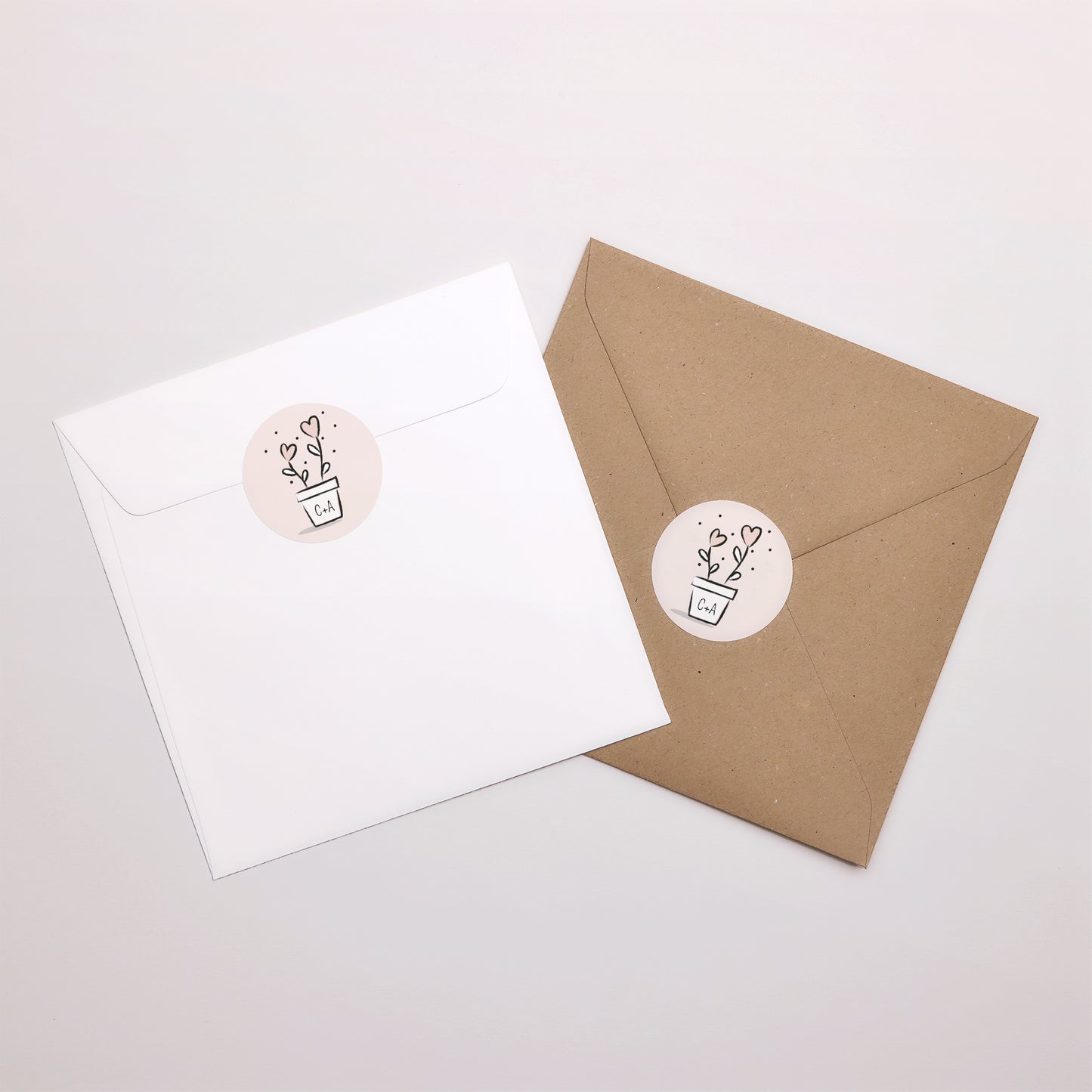 Sticker Mariage Rond 2 coeurs photo N° 1