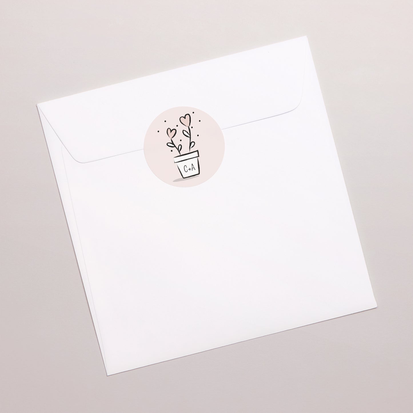 Sticker Mariage Rond 2 coeurs photo N° 3