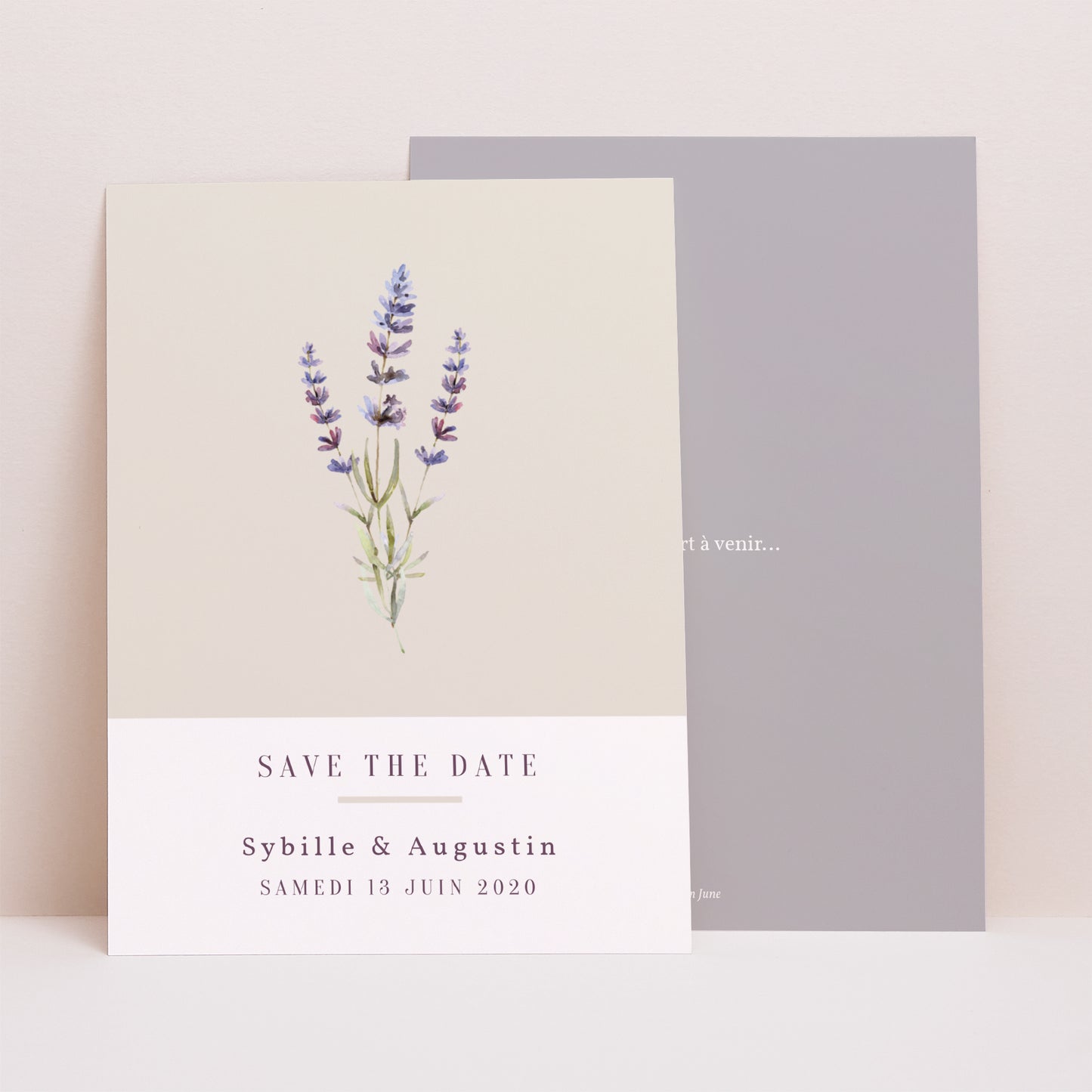 Save the date Mariage Portrait Bouquet de Lavande photo N° 1