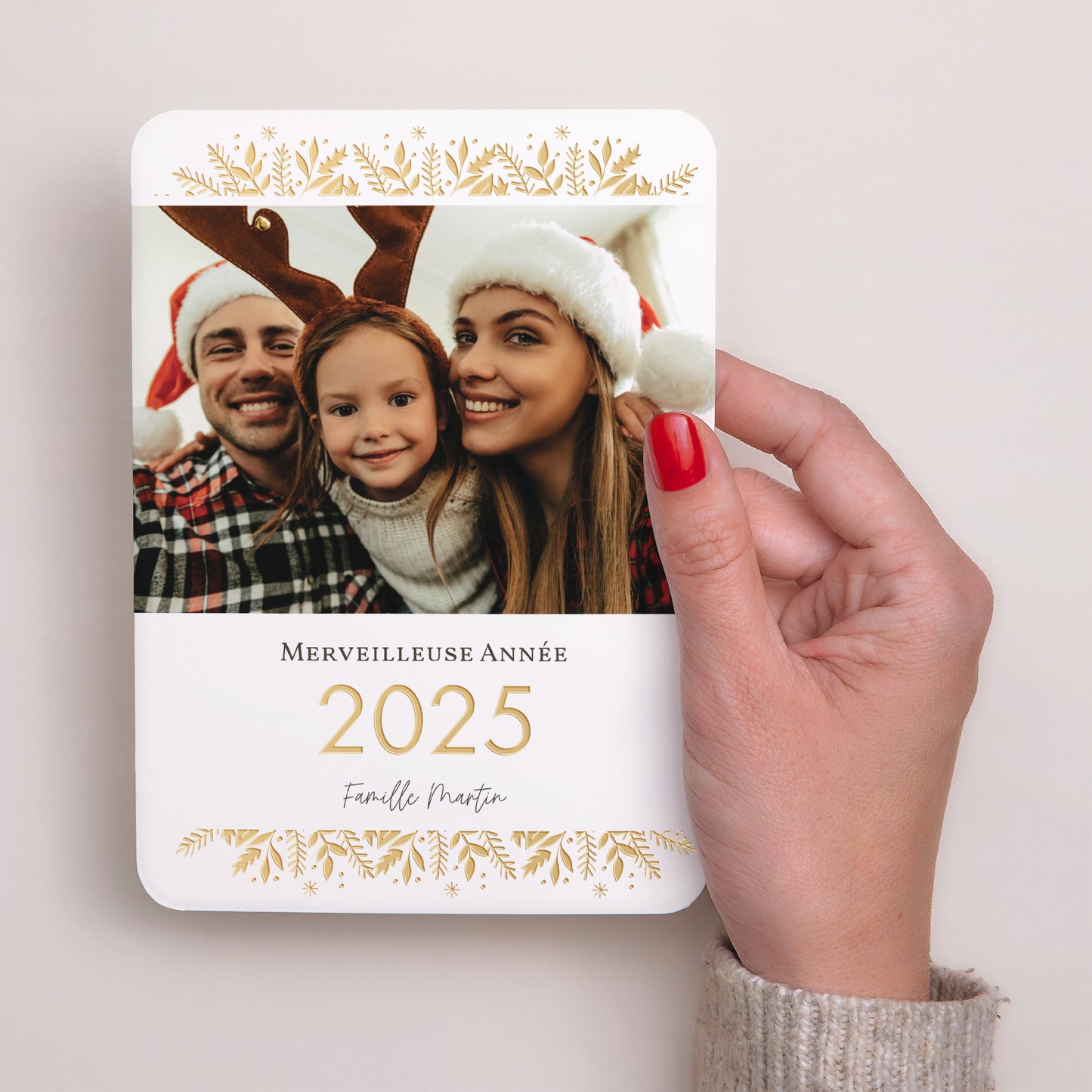 Carte de voeux Fin d'année Portrait, bords arrondis Vœux chic photo N° 2