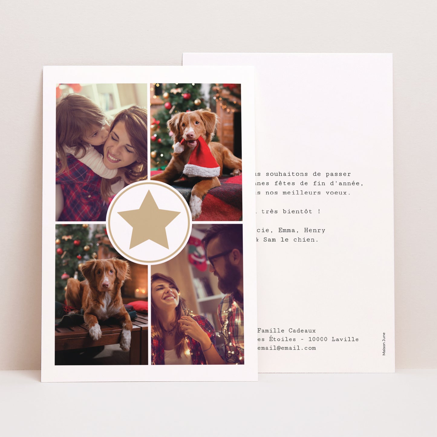 Carte de voeux Fin d'année Portrait Etoile dorée photo N° 1