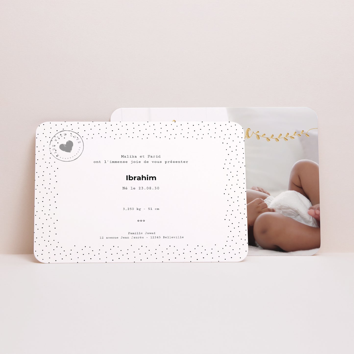 Faire-part Naissance Paysage, bords arrondis Bienvenue Or photo N° 3
