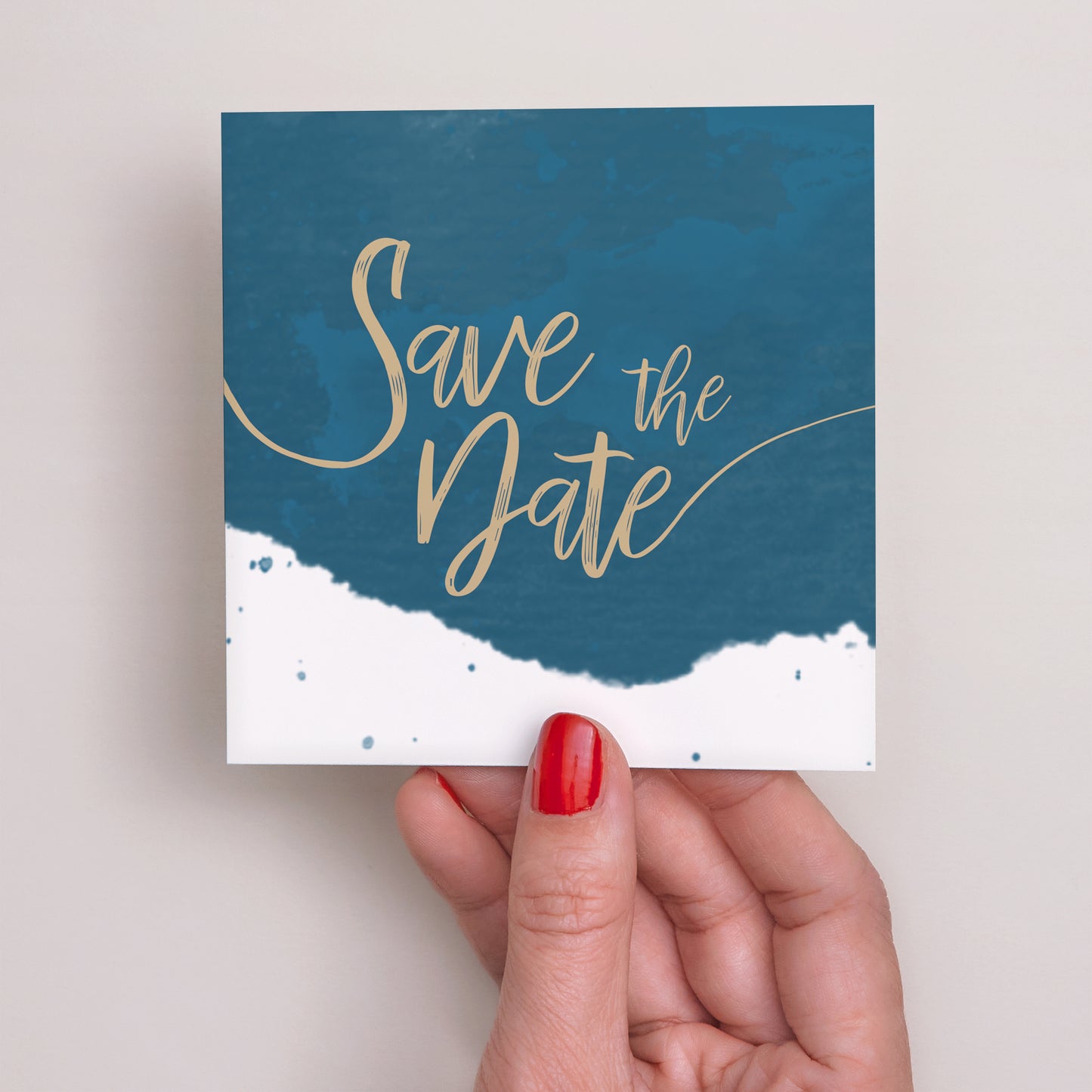 Save the date Mariage Carré L'or bleu photo N° 2