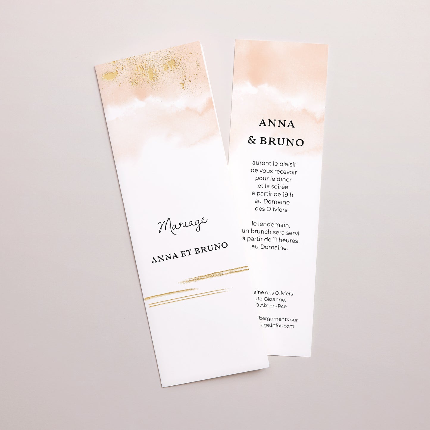 Faire-part Mariage Marque-page photo Aquarello photo N° 1