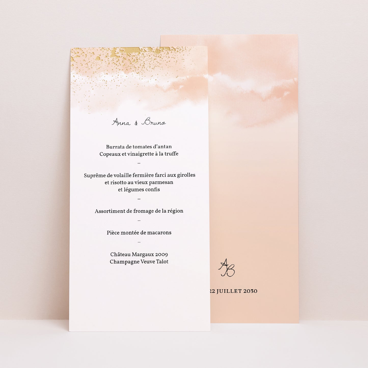 Menu Mariage Panoramique portrait Aquarello photo N° 1