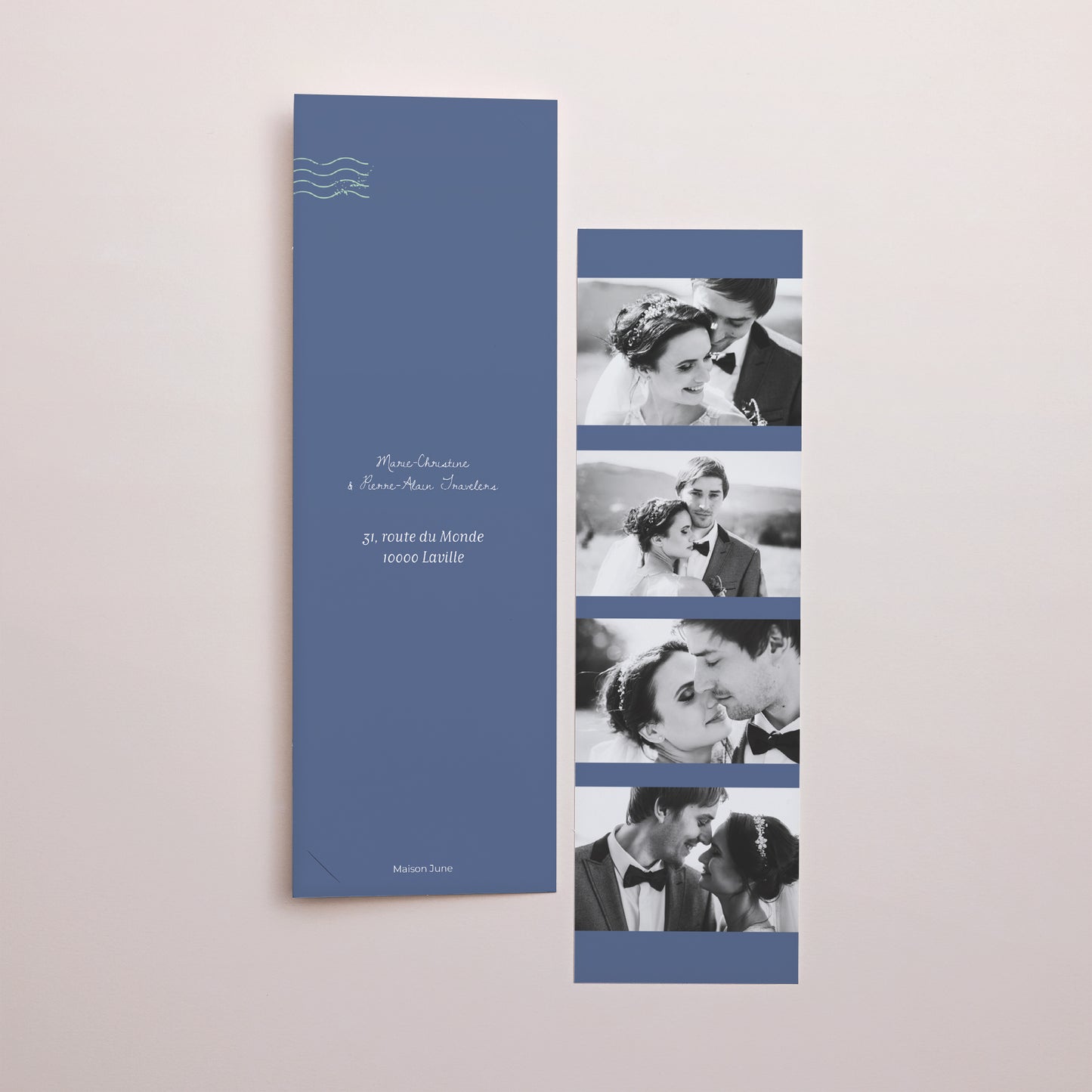 Remerciements Mariage Marque-page photo Blue Wedding Pass photo N° 3