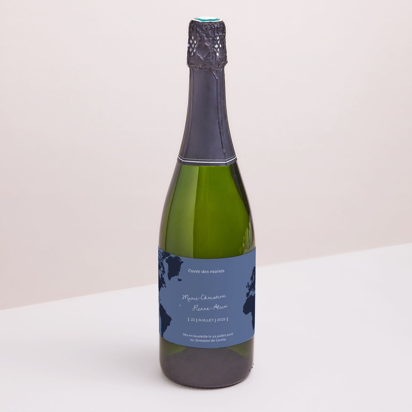 Etiquette bouteille Mariage Paysage Blue Wedding Pass photo N° 1