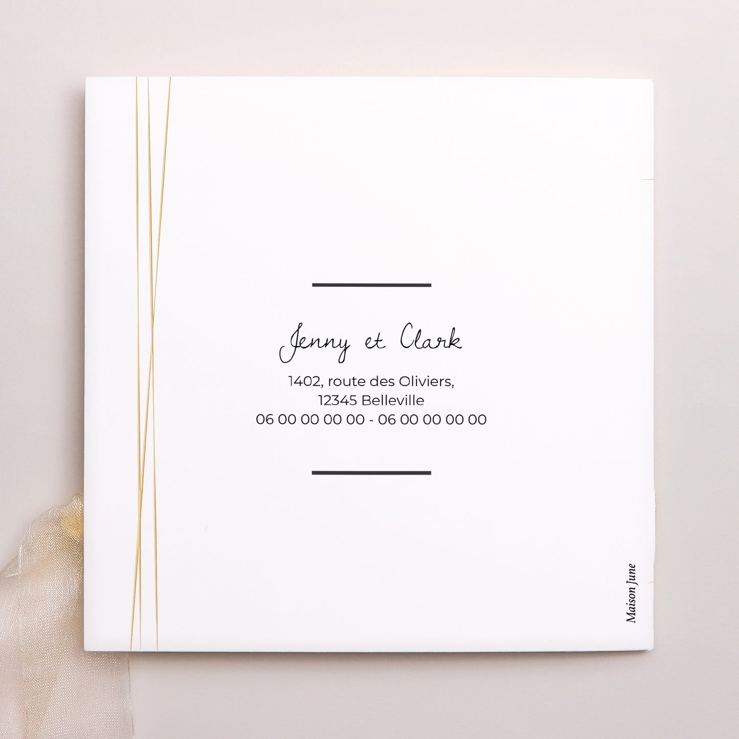 Faire-part Mariage Pochette carrée, 3 cartes, étiquette Minimaliste Chic photo N° 4
