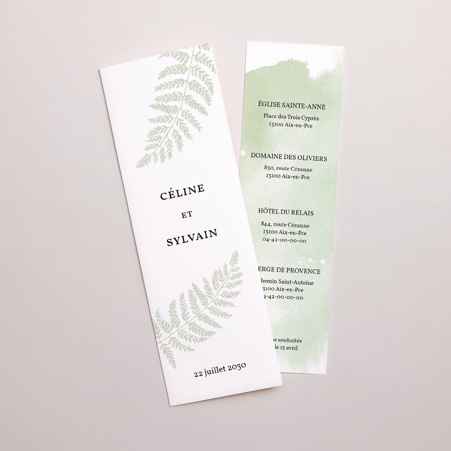 Faire-part Mariage Marque-page photo Verdoyant photo N° 1