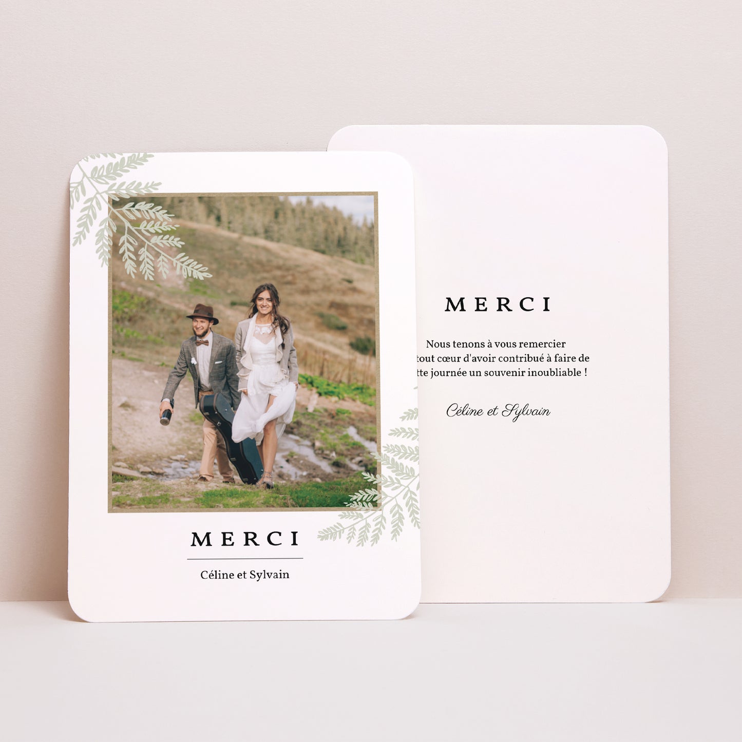 Remerciements Mariage Portrait, bords arrondis Verdoyant photo N° 1