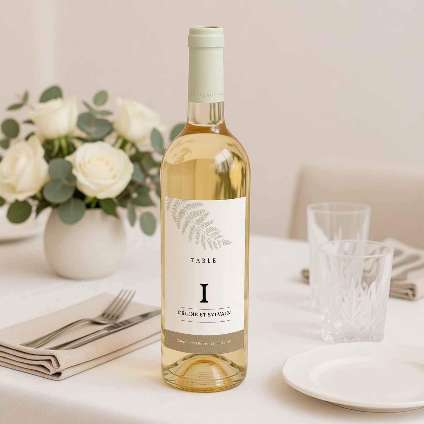 Etiquette bouteille Mariage Portrait Verdoyant photo N° 2