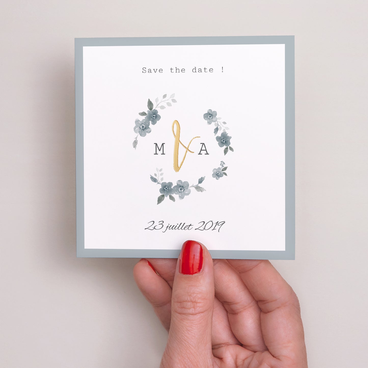 Save the date Mariage Carré Bleu botanique photo N° 2