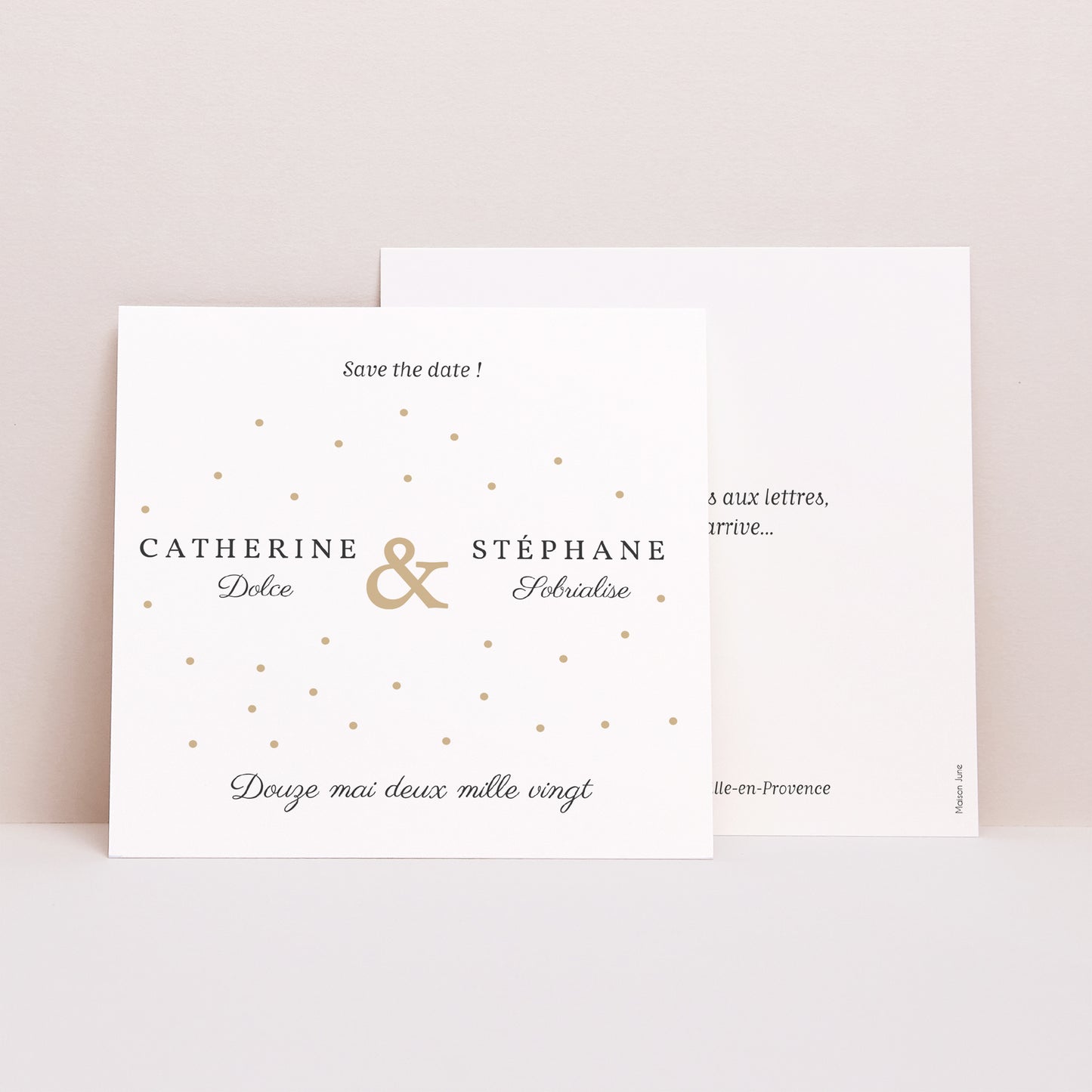 Save the date Mariage Carré Touches d'or photo N° 1