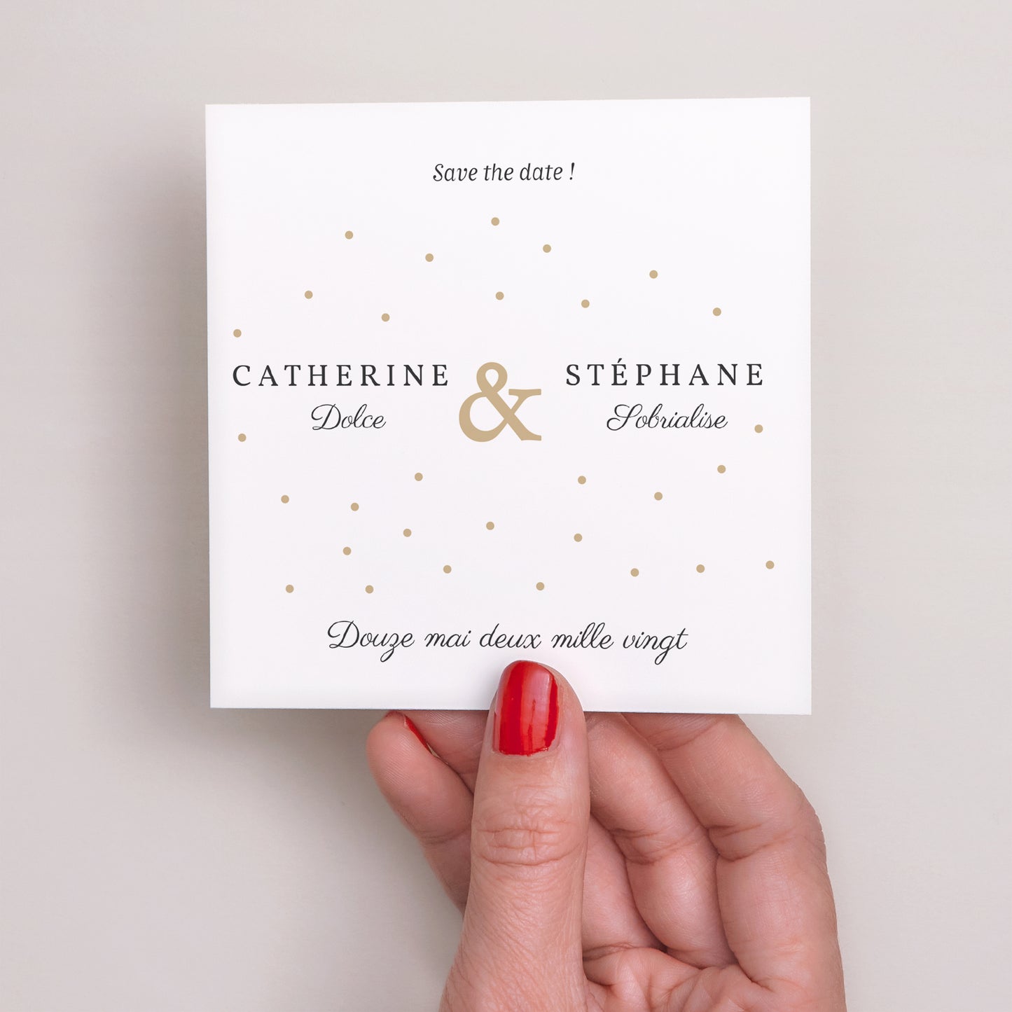 Save the date Mariage Carré Touches d'or photo N° 2
